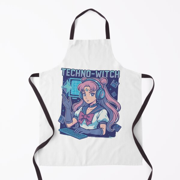 Item preview, Techno Witch – Anime Cyber Witch with Keyboard and Headphones designed and sold by pinkFrogInSpace.