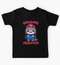 Cat Cute Kawaii Funny Mario Parody Kids Tee