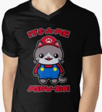 Cat Cute Kawaii Funny Mario Parody Men's V-Neck T-Shirt