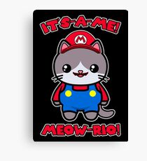 Cat Cute Kawaii Funny Mario Parody Canvas Print