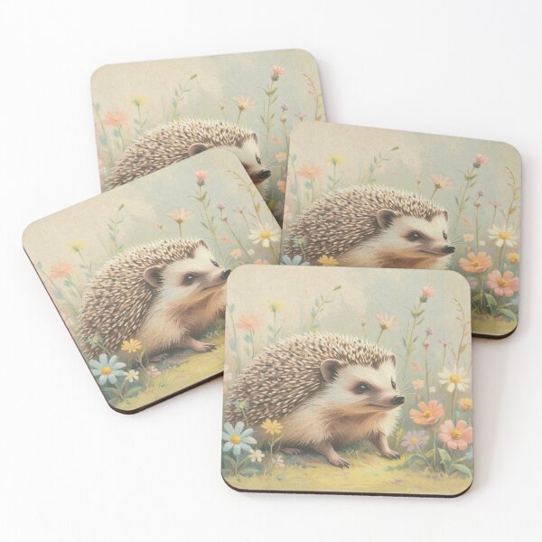 Item preview, hedgehog and flowers designed and sold by CraftyWords.