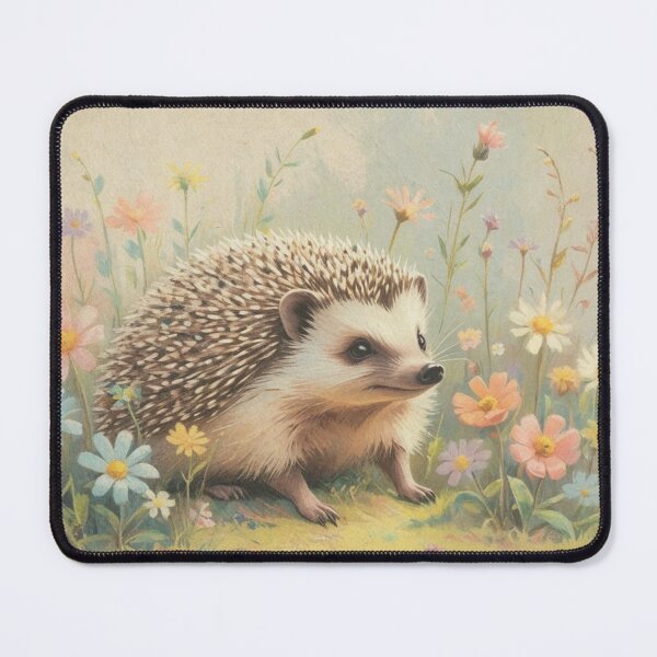 Item preview, hedgehog and flowers designed and sold by CraftyWords.