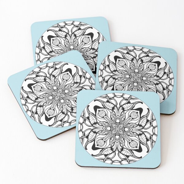 Item preview, Mandala on the blue background  designed and sold by MandalaFlowerArt.