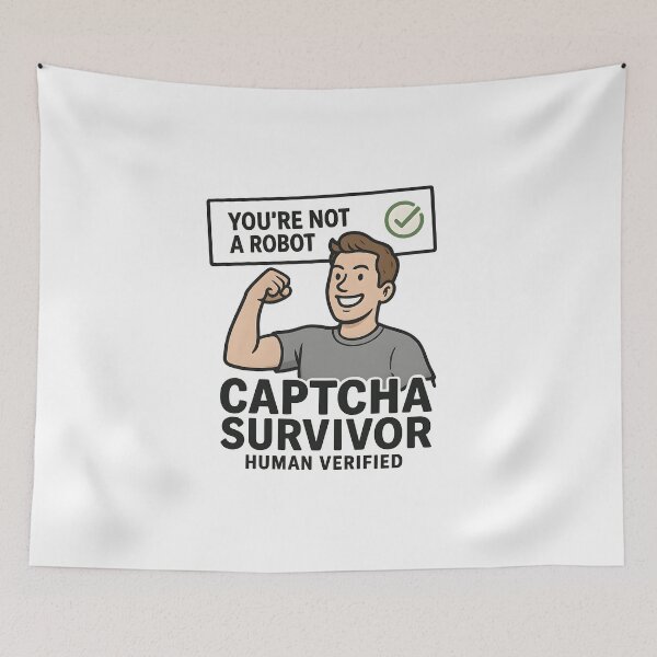 Item preview, CAPTCHA Survivor – Human Verified Funny Tech Design designed and sold by VoidBloom Studio.