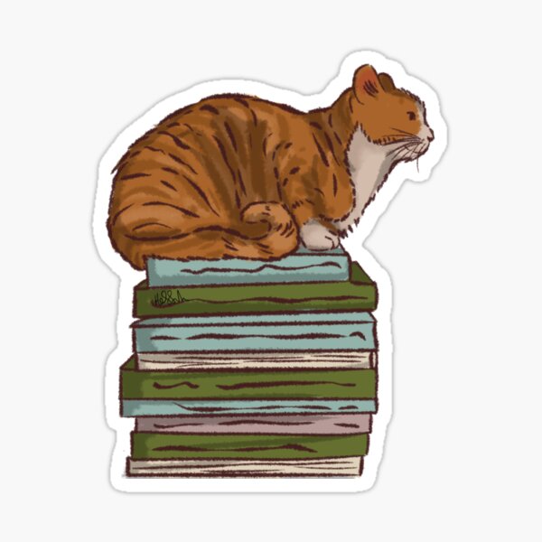 Item preview, A cat sitting on books  designed and sold by Hessah-HA.