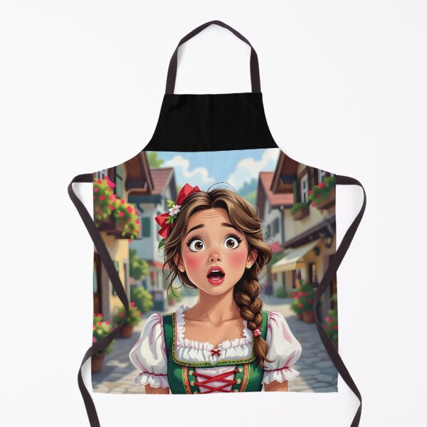 Item preview, Surprised Dirndl Girl on the Street – Beauty Portrait Illustration designed and sold by EmeraldeaArt.
