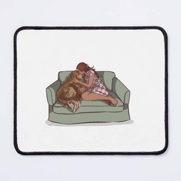 Item preview, A woman with big dog on a green couch designed and sold by Hessah-HA.