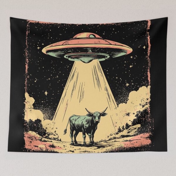 Item preview, Copy of UFO Abducted Cow Retro Vintage designed and sold by Jcat7.