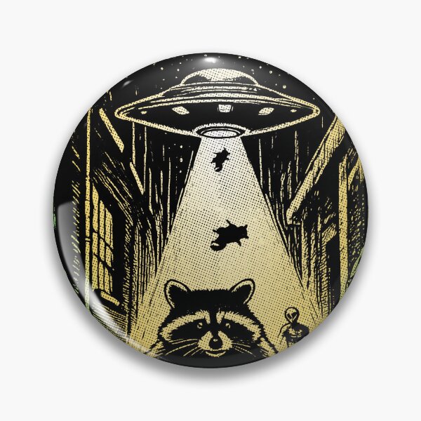 Item preview, Mapache corriendo extraterrestre y ovni naranja verde designed and sold by Jcat7.