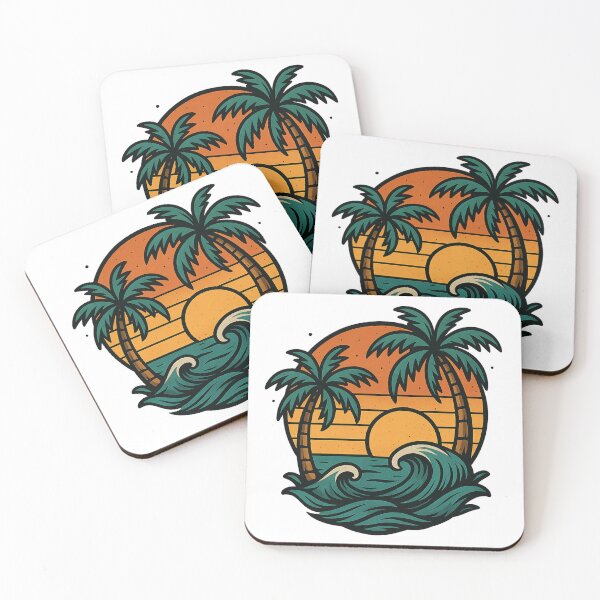 Item preview, Retro Tropical Sunset Vibes T-Shirt Design designed and sold by NAVOZKA.