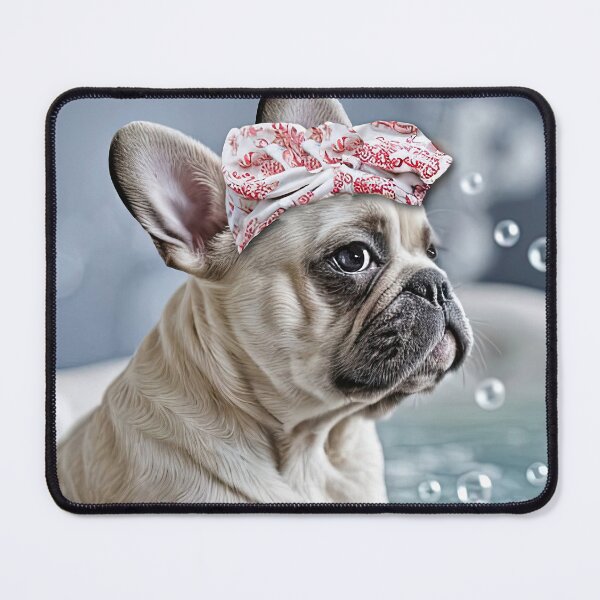 Item preview, Cute Frenchie French Bull Dog in Bubble Bath with Bandanna designed and sold by Stephanie Laird.