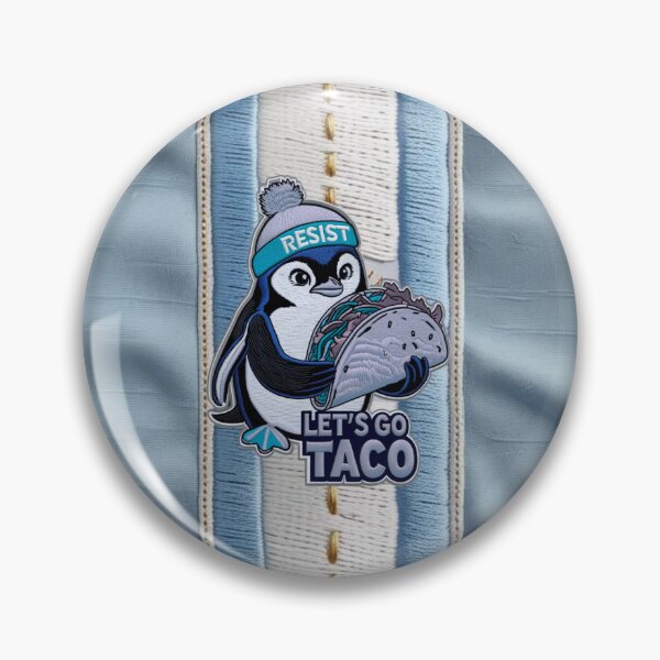Item preview, RESIST Penguin Taco Patch  Fun Embroidered Design designed and sold by ArtDesignTp.