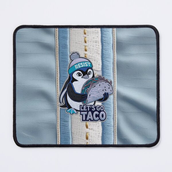 Item preview, RESIST Penguin Taco Patch  Fun Embroidered Design designed and sold by ArtDesignTp.