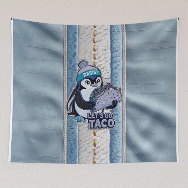 Item preview, RESIST Penguin Taco Patch  Fun Embroidered Design designed and sold by ArtDesignTp.