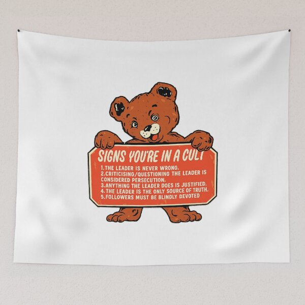 Item preview, Signs You’re In A Cult Funny Bear Political Satire  designed and sold by The Junto Shop.