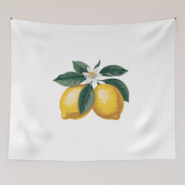 Item preview, Vintage Lemons with Blossoms – Botanical Citrus Art designed and sold by dijjaboutique.
