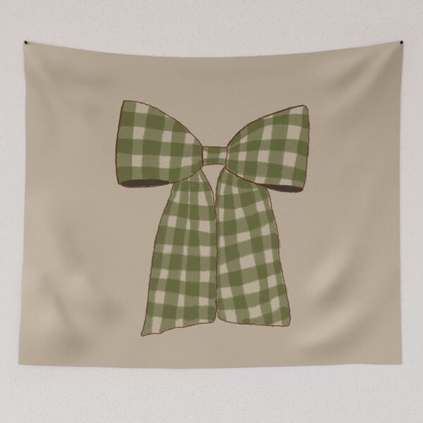 Item preview, Green vichy bow - vintage retro cottagecore coquette aesthetic designed and sold by Fantasy Cache.