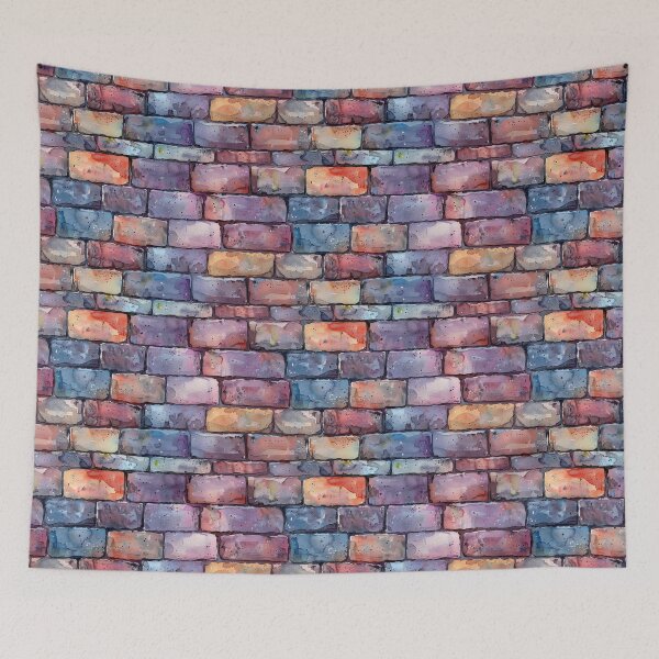 Item preview, Watercolor Brick Wall in Vibrant Hues designed and sold by NTGUILTY.
