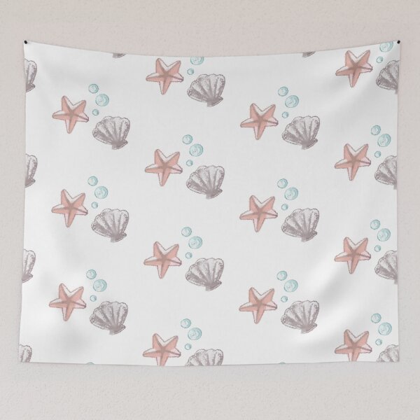 Item preview, ocean sea theme bubbles seashell starfish marine cute silly drawings aquatic designed and sold by Kyna Arts.