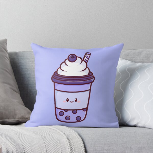 Aperçu de l'œuvre Boisson Boba Kawaii aux Myrtilles – Design mignon de Bubble Tea créée et vendue par Magsu.art.