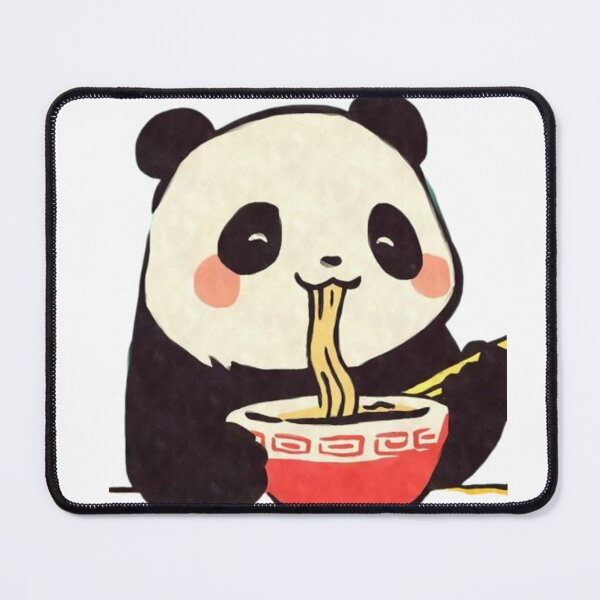 Item preview, Panda Mignon Mangeant des Nouilles - Illustration Kawaii designed and sold by MeowLoka ⭐⭐⭐⭐.
