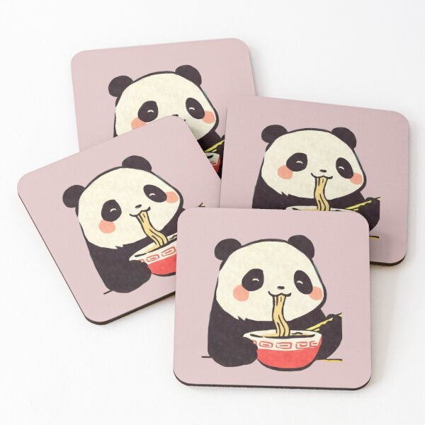 Item preview, Panda Mignon Mangeant des Nouilles - Illustration Kawaii designed and sold by MeowLoka ⭐⭐⭐⭐.