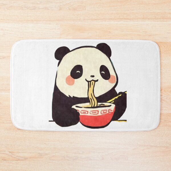 Item preview, Panda Mignon Mangeant des Nouilles - Illustration Kawaii designed and sold by MeowLoka ⭐⭐⭐⭐.