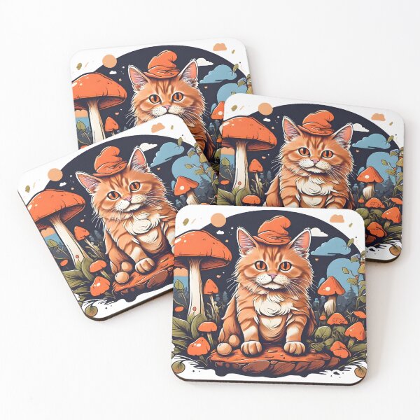 Item preview, cat on a mushroom picking designed and sold by Karaz's Animal Kingdom.