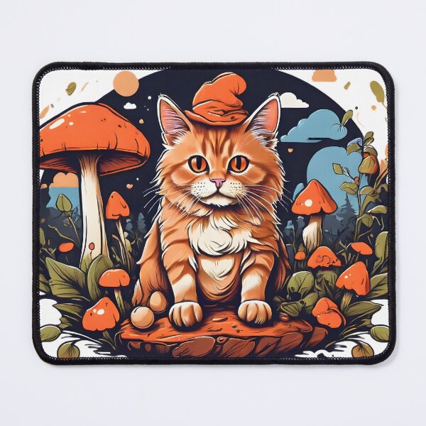 Item preview, cat on a mushroom picking designed and sold by Karaz's Animal Kingdom.