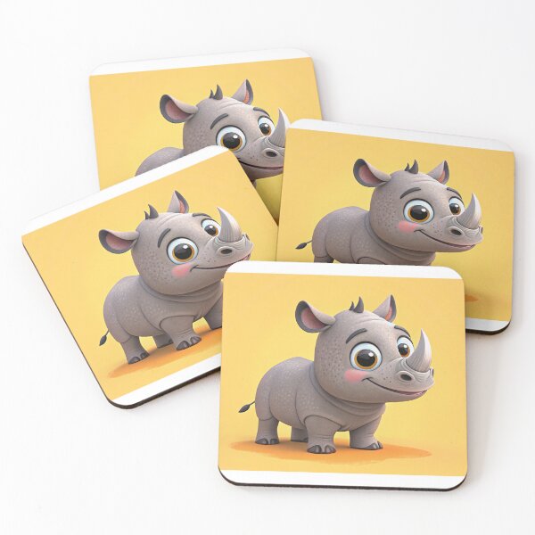 Item preview, Copy of Cute rhino cartoon character, 3d render on bright background designed and sold by elkuni.