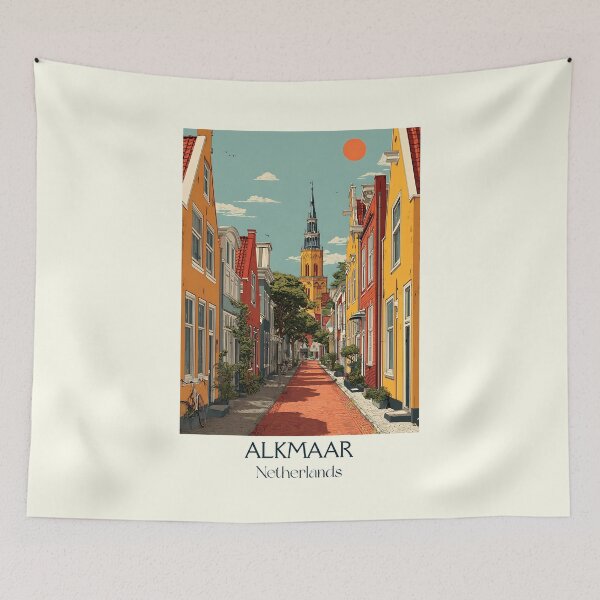 Item preview, Alkmaar Netherlands Vintage Travel Poster | Dutch Cheese City Retro Art designed and sold by TuncGK.