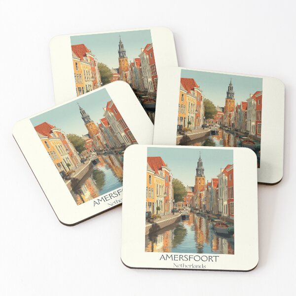Item preview, Amersfoort Netherlands Vintage Travel Poster | Medieval Canal City Art designed and sold by TuncGK.