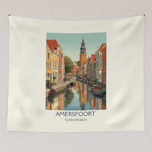 Item preview, Amersfoort Netherlands Vintage Travel Poster | Medieval Canal City Art designed and sold by TuncGK.