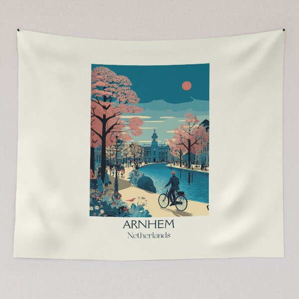 Item preview, Arnhem Netherlands Vintage Travel Poster | Springtime in Holland Retro Art designed and sold by TuncGK.