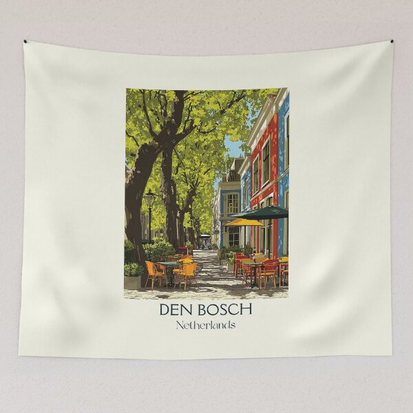 Item preview, Den Bosch Netherlands Vintage Travel Poster | Cozy Street Cafe Retro Art designed and sold by TuncGK.