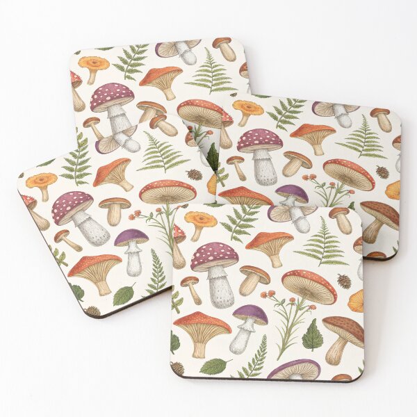 Item preview, Detailed pattern of different types of mushrooms and fungi  designed and sold by elkuni.