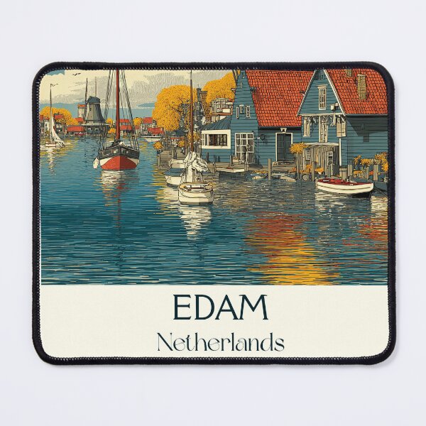 Item preview, Edam Netherlands Vintage Travel Poster | Classic Dutch Windmill & Canal Art designed and sold by TuncGK.