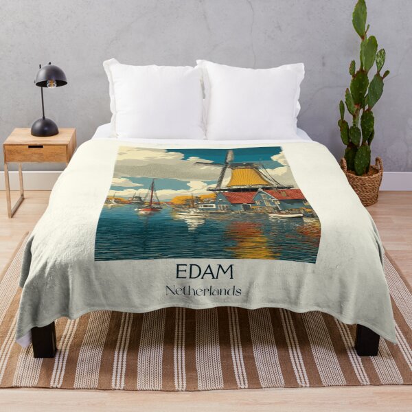 Item preview, Edam Netherlands Vintage Travel Poster | Classic Dutch Windmill & Canal Art designed and sold by TuncGK.