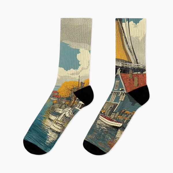 Item preview, Edam Netherlands Vintage Travel Poster | Classic Dutch Windmill & Canal Art designed and sold by TuncGK.