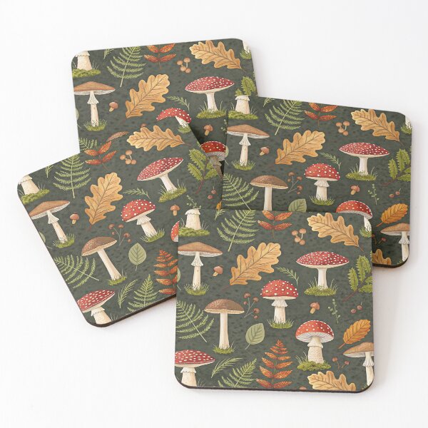 Item preview, Detailed pattern of different types of mushrooms and fungi  designed and sold by elkuni.