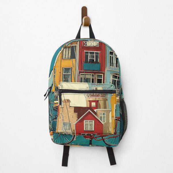Item preview, Enkhuizen Netherlands Vintage Travel Poster | Harbor Town & Bicycles Retro Art designed and sold by TuncGK.