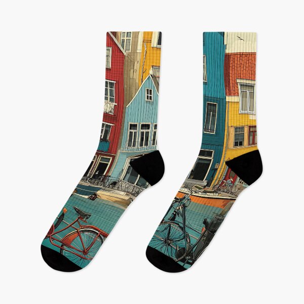 Item preview, Enkhuizen Netherlands Vintage Travel Poster | Harbor Town & Bicycles Retro Art designed and sold by TuncGK.