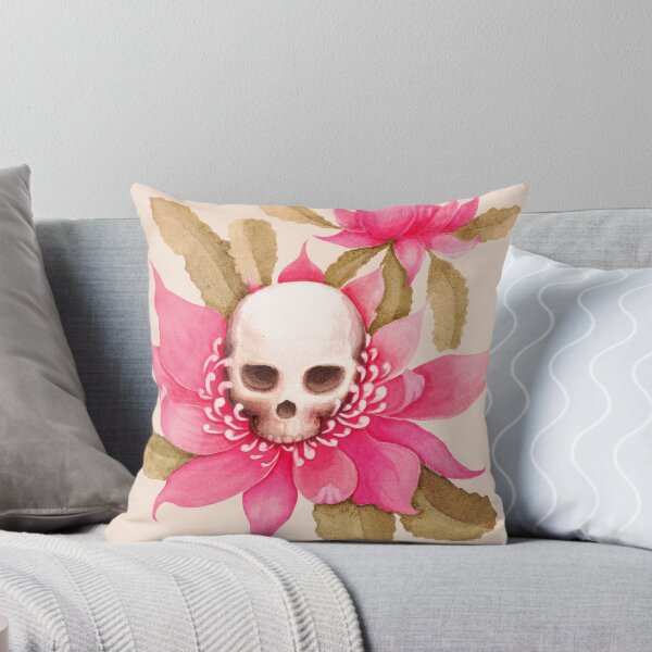 Item preview, Skull and flower australian waratah red botanical watercolor designed and sold by kat.olive.