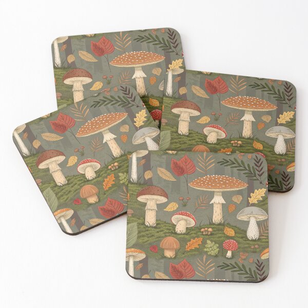 Item preview, Detailed pattern of different types of mushrooms and fungi  designed and sold by elkuni.