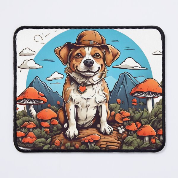 Item preview, dog on a mushroom picking designed and sold by Karaz's Animal Kingdom.