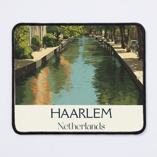 Item preview, Haarlem Netherlands Vintage Travel Poster | Serene Canal & Tree-Lined Street designed and sold by TuncGK.