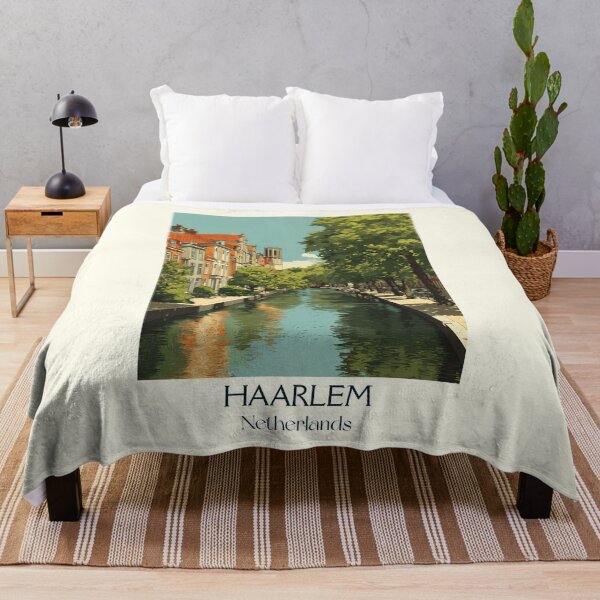 Item preview, Haarlem Netherlands Vintage Travel Poster | Serene Canal & Tree-Lined Street designed and sold by TuncGK.