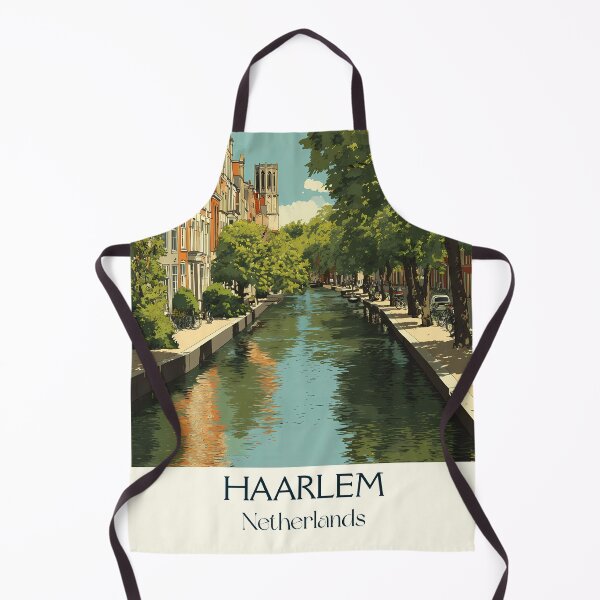 Item preview, Haarlem Netherlands Vintage Travel Poster | Serene Canal & Tree-Lined Street designed and sold by TuncGK.