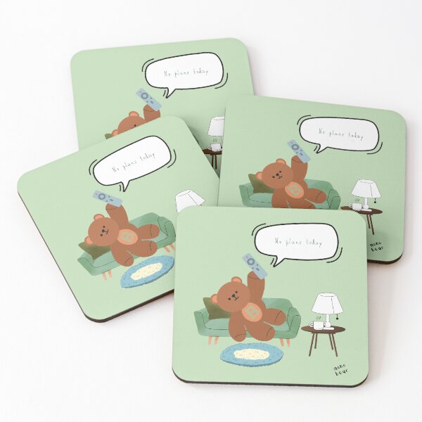 Item preview, Mono Bear Message – No Plans Today ( Green Background ) designed and sold by mintmono-studio.
