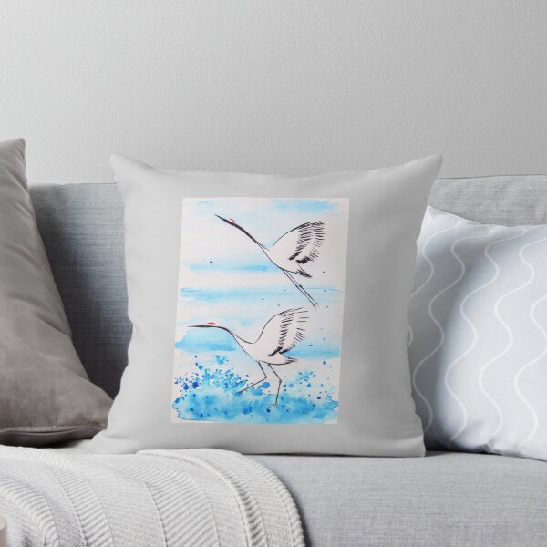 Item preview, Two Cranes with Splashing Blue Water | Dancing Cranes of Japan Art designed and sold by AngelaMarieArt.